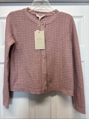 La Vila Milano Mauve Knit Button-Up Textured Cardigan Medium New